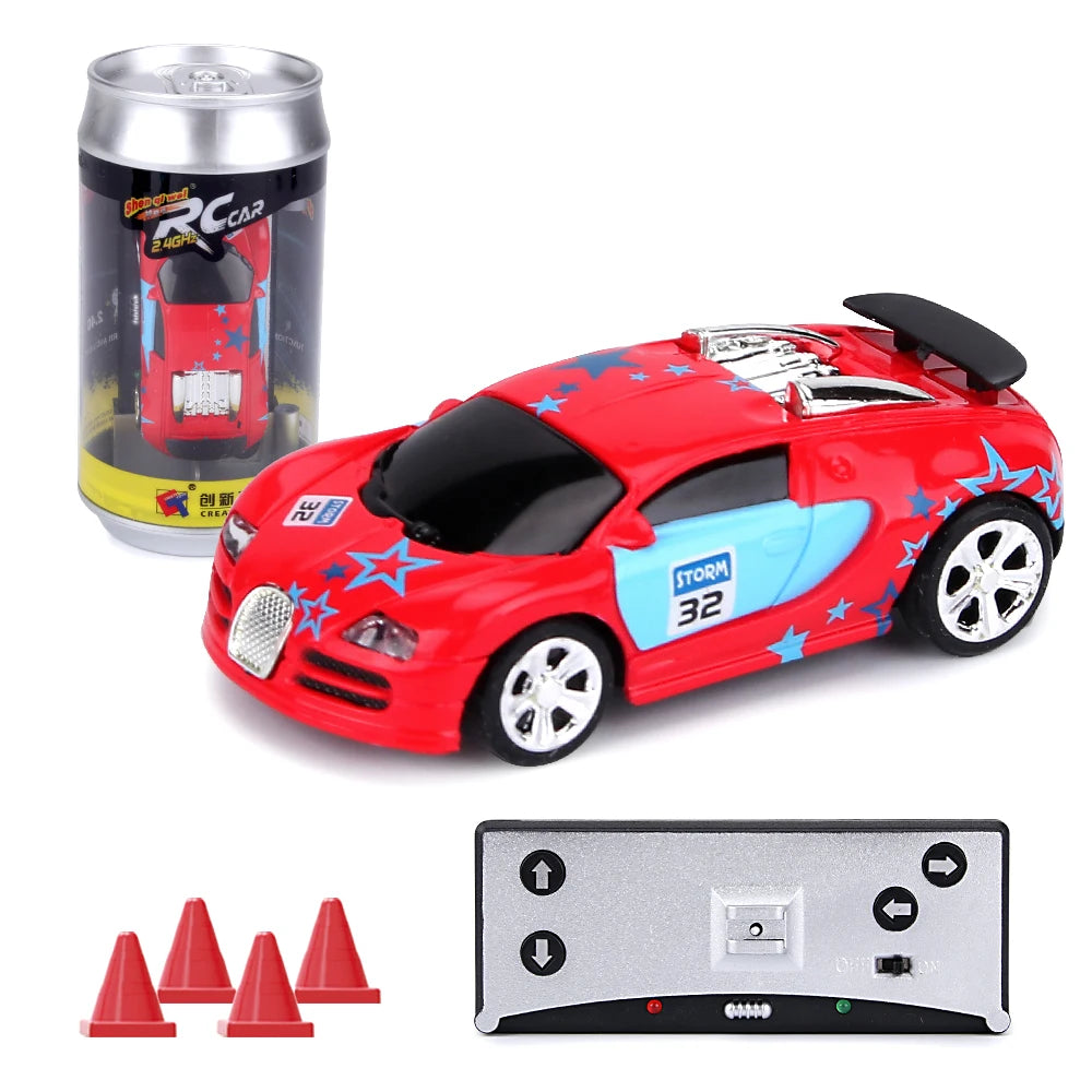 1:58 Remote Control MINI RC Car Battery Operated Racing Car PVC Cans Pack Machine Drift-Buggy Bluetooth radio Controlled Toy Kid