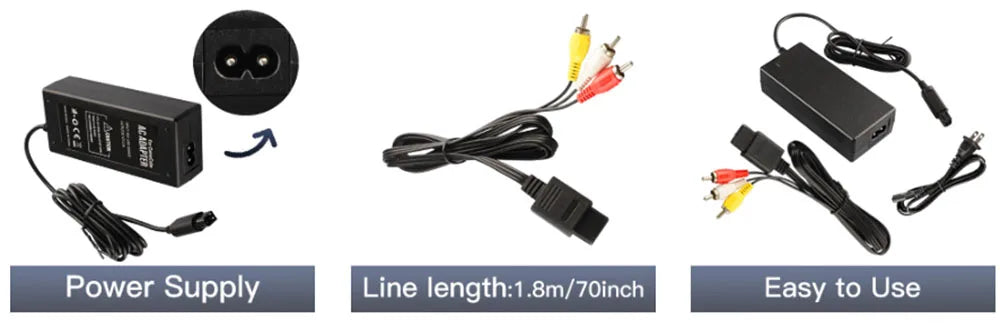 AC Power Supply for Gamecube, AV Composite Cable Cord Compatible with Gamecube NGC Console