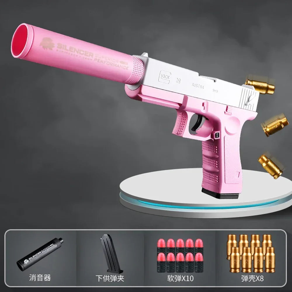 M1911 Bullet Toy Gun for Kids Outdoor Glock Rock Soft Bullet Gun Toy Throwing Case!110021