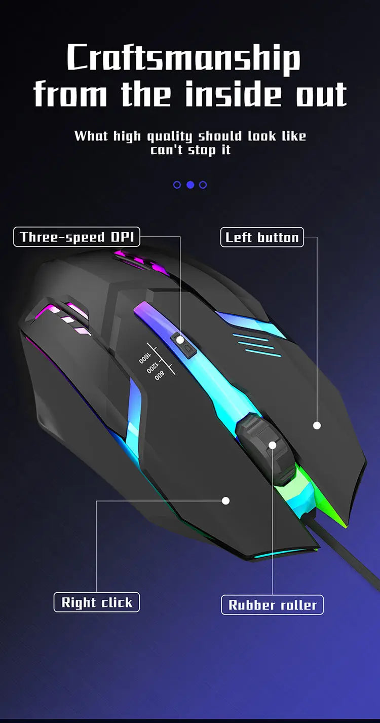 20251 PC ITLY M01 Sports LED Luminous Backlit USB Wired Gaming Mouse for Desktop PC Laptop Office Computer Gaming Mouse