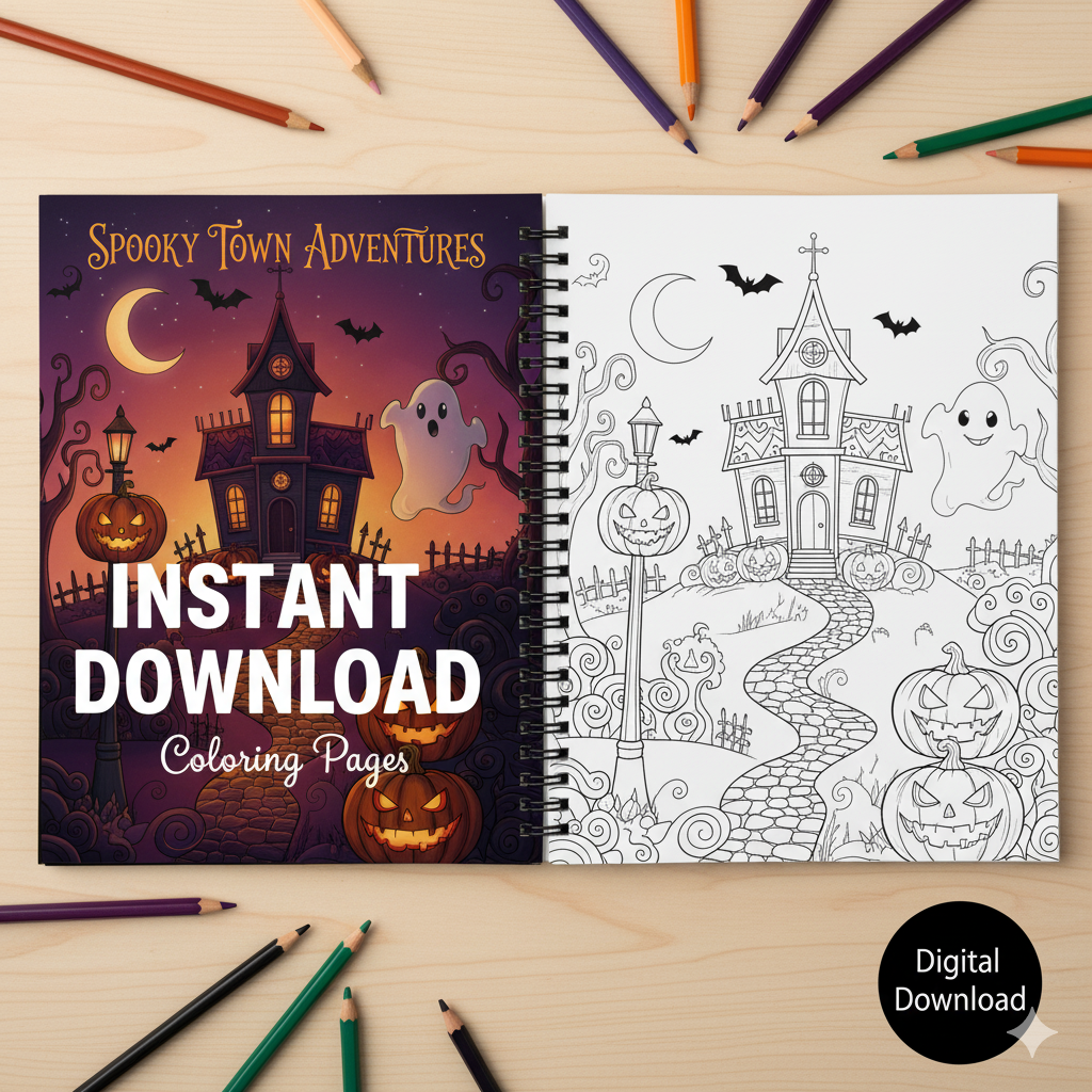 Album da Colorare di Halloween per Bambini e Adulti | 100+ Pagine Digitali da Stampare | Fantasmi, Mummie, Streghe Carine | Download Istantaneo PDF | Per Relax e Divertimento Spaventoso