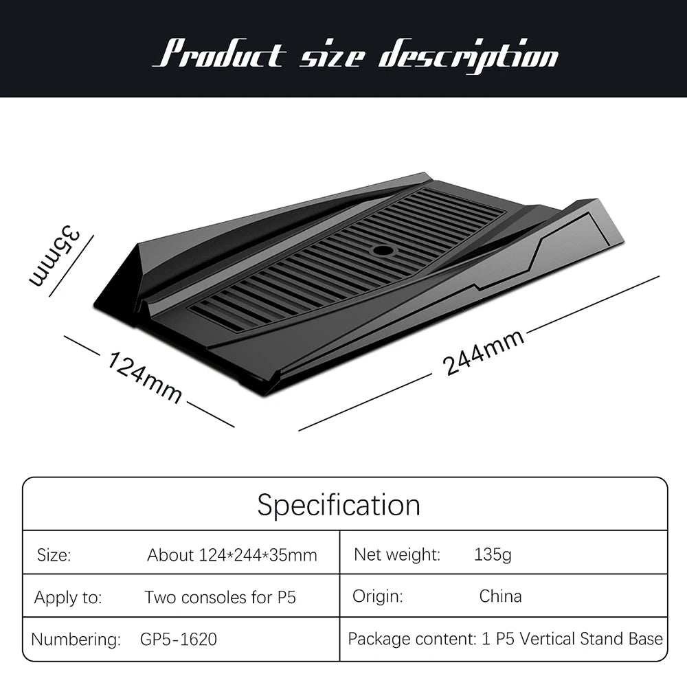 P5 Vertical Stand for Playstation 5 with Built-in Cooling Vents and Non-Slip Feet, Specially Designed for PS5  Console