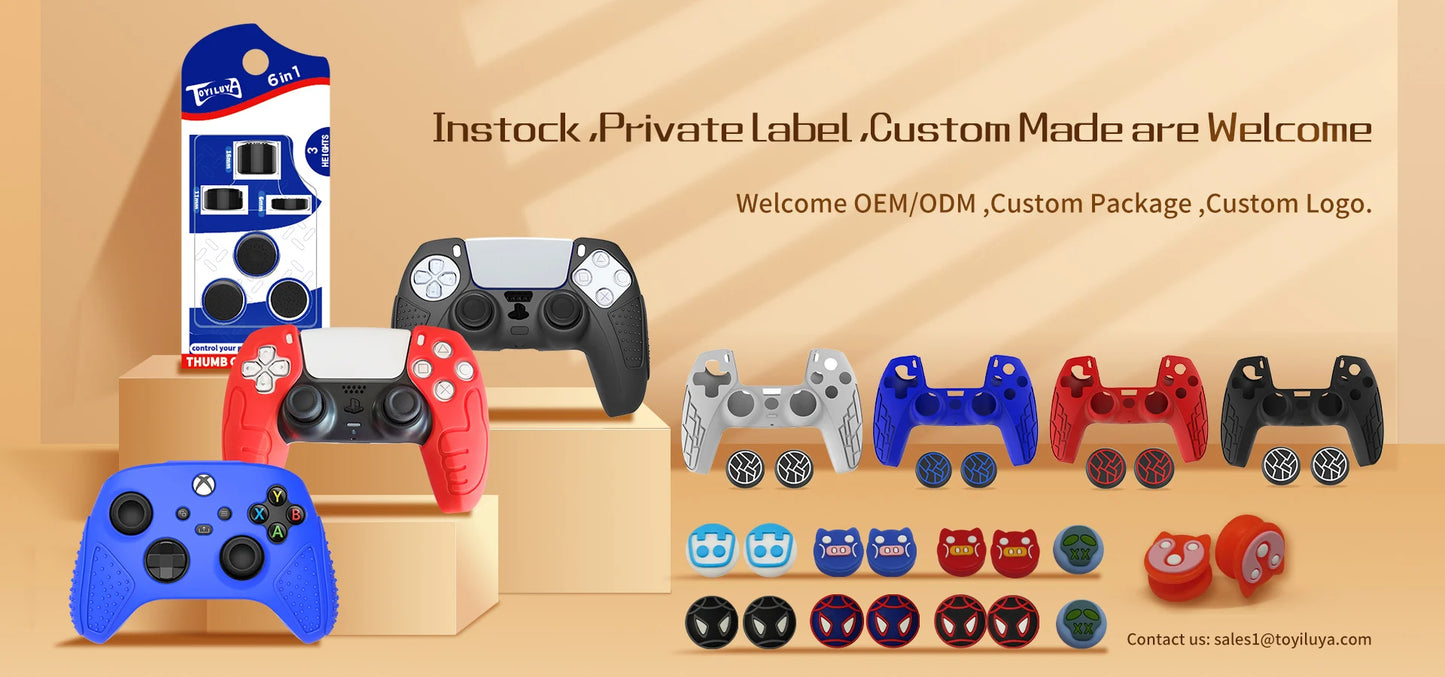 Anti-Slip Controller Skin Shell for PS5 Controller Silicone Cover Case with Rubber Thumb Grip Gaps and Touch Pad Sticker For PS5