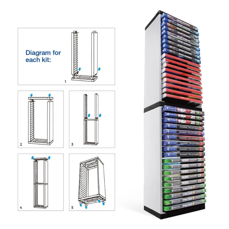 Host Disc Double-layer Storage Box Holder Game Disk Tower Vertical Stand Can Store 36 Game Discs For PS4 PS5 Switch XboxOne