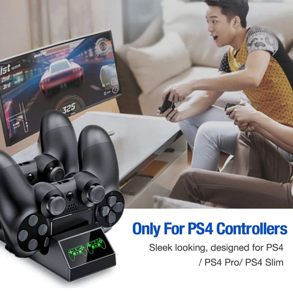 PS4 Controller Charger Charging Dock Station with 4 Micro USB Charging Dongles Dual Charging Dock for Playstation 4 PS4 Slim Pro