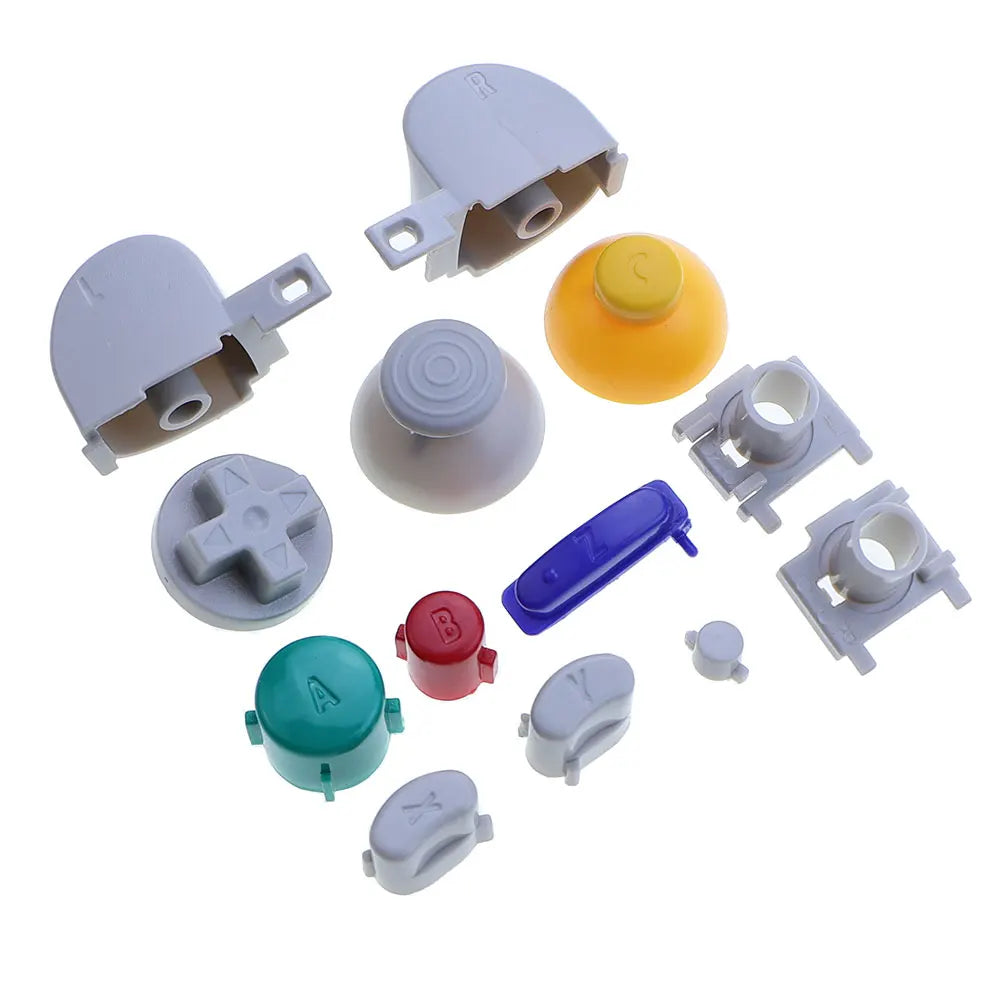 Full Set Button For GameCube NGC Gamepad Power ON OFF Key  A B X Y L R D Pads Mod Kit Silicone Pads Rubber Conductive Button