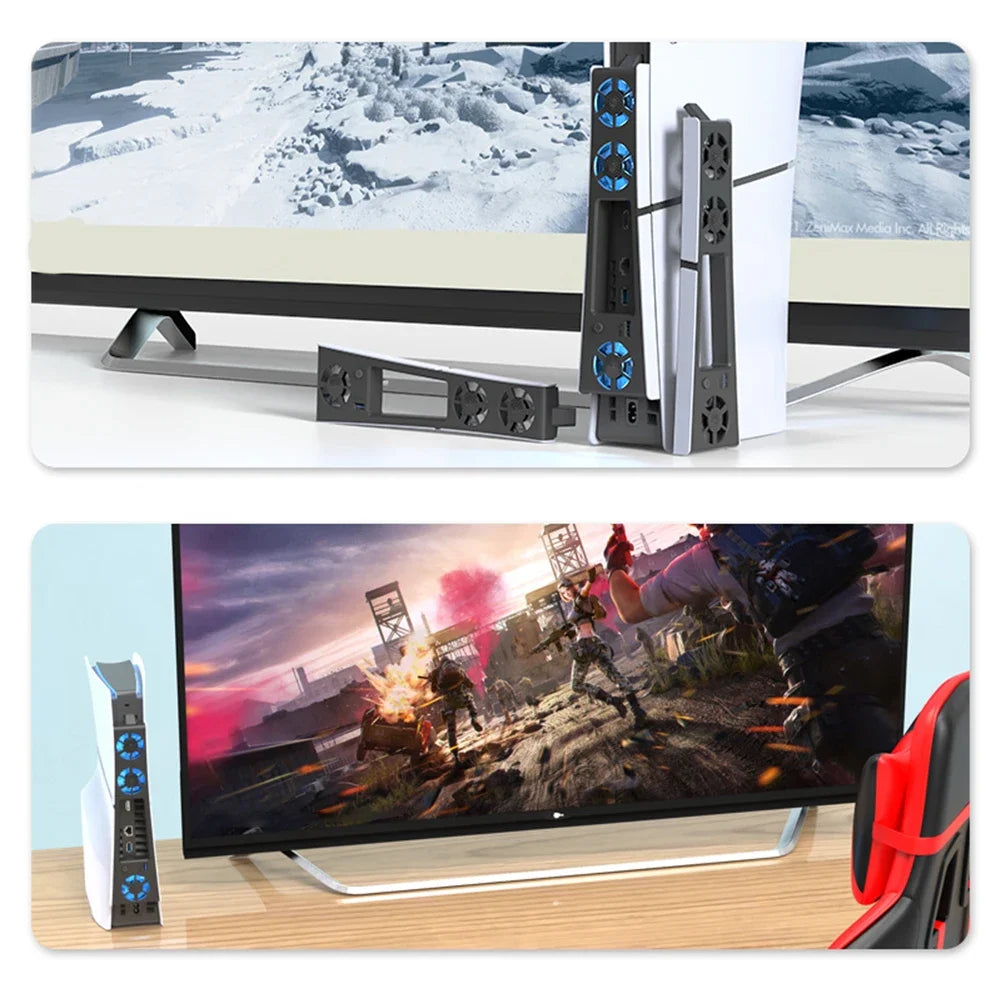 Silent Enhanced Cooling Fan for PS5 Slim Console(Digital/Disc) with LED Lights Efficient Cooling System for Playstation 5 Slim