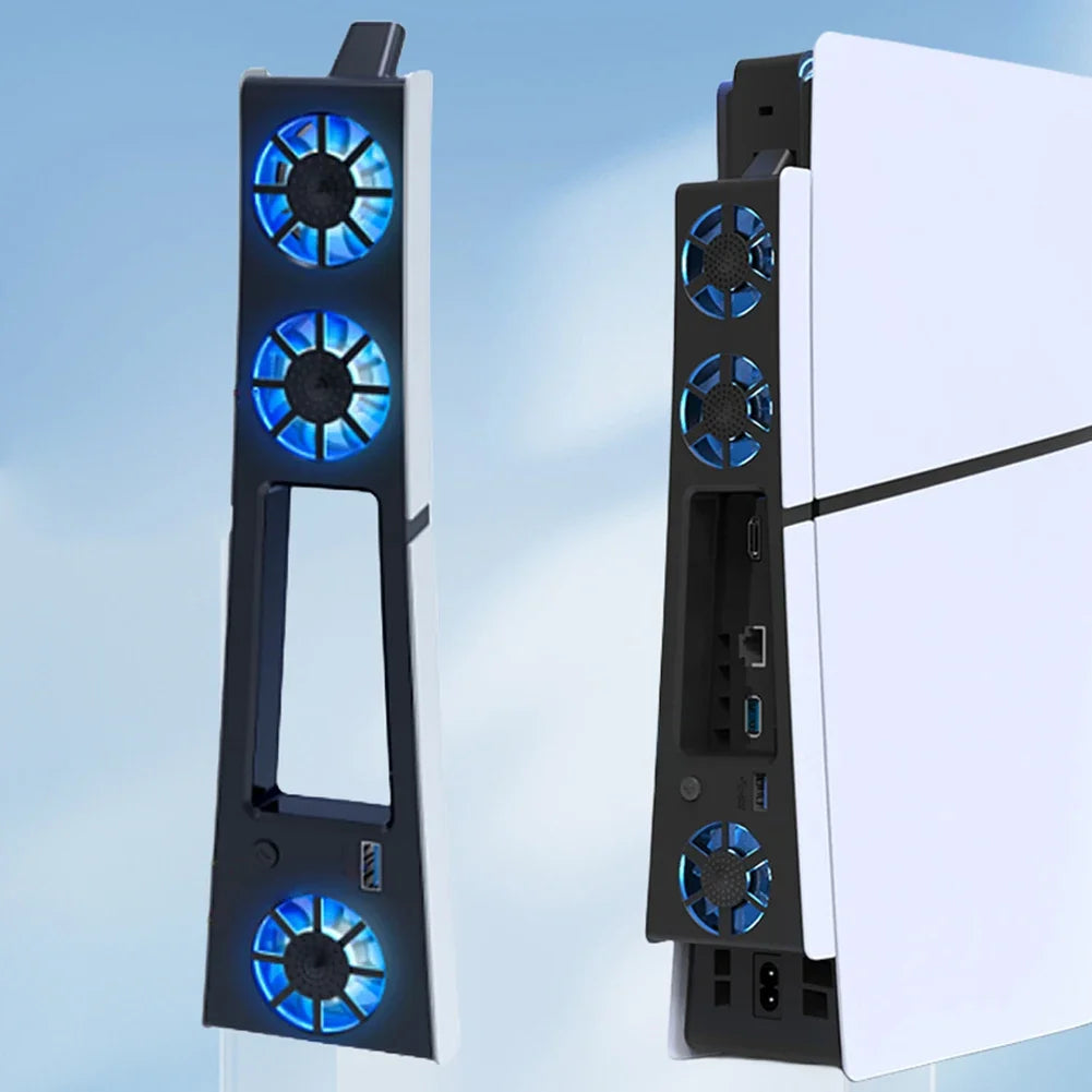 Silent Enhanced Cooling Fan for PS5 Slim Console(Digital/Disc) with LED Lights Efficient Cooling System for Playstation 5 Slim