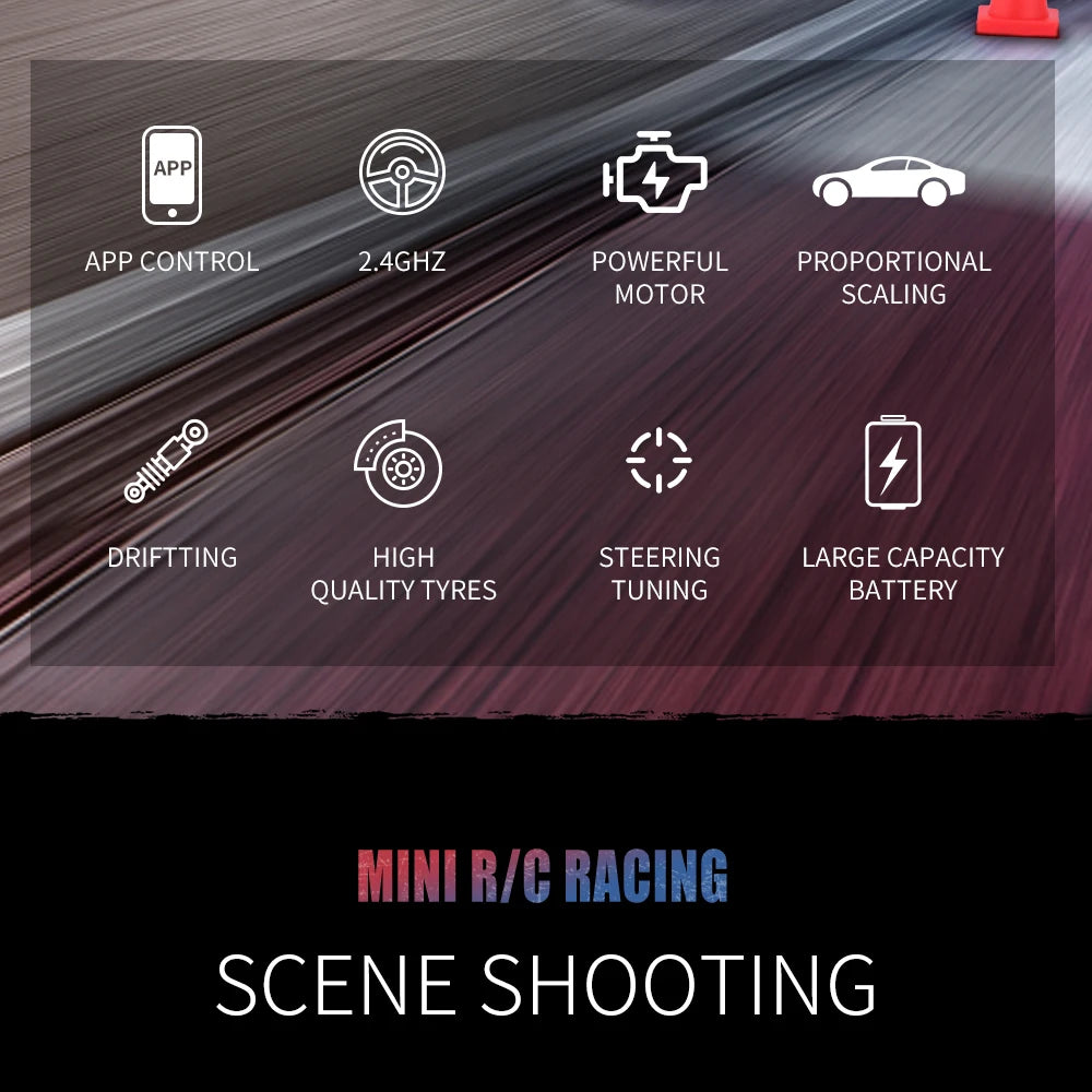 1:58 Remote Control MINI RC Car Battery Operated Racing Car PVC Cans Pack Machine Drift-Buggy Bluetooth radio Controlled Toy Kid