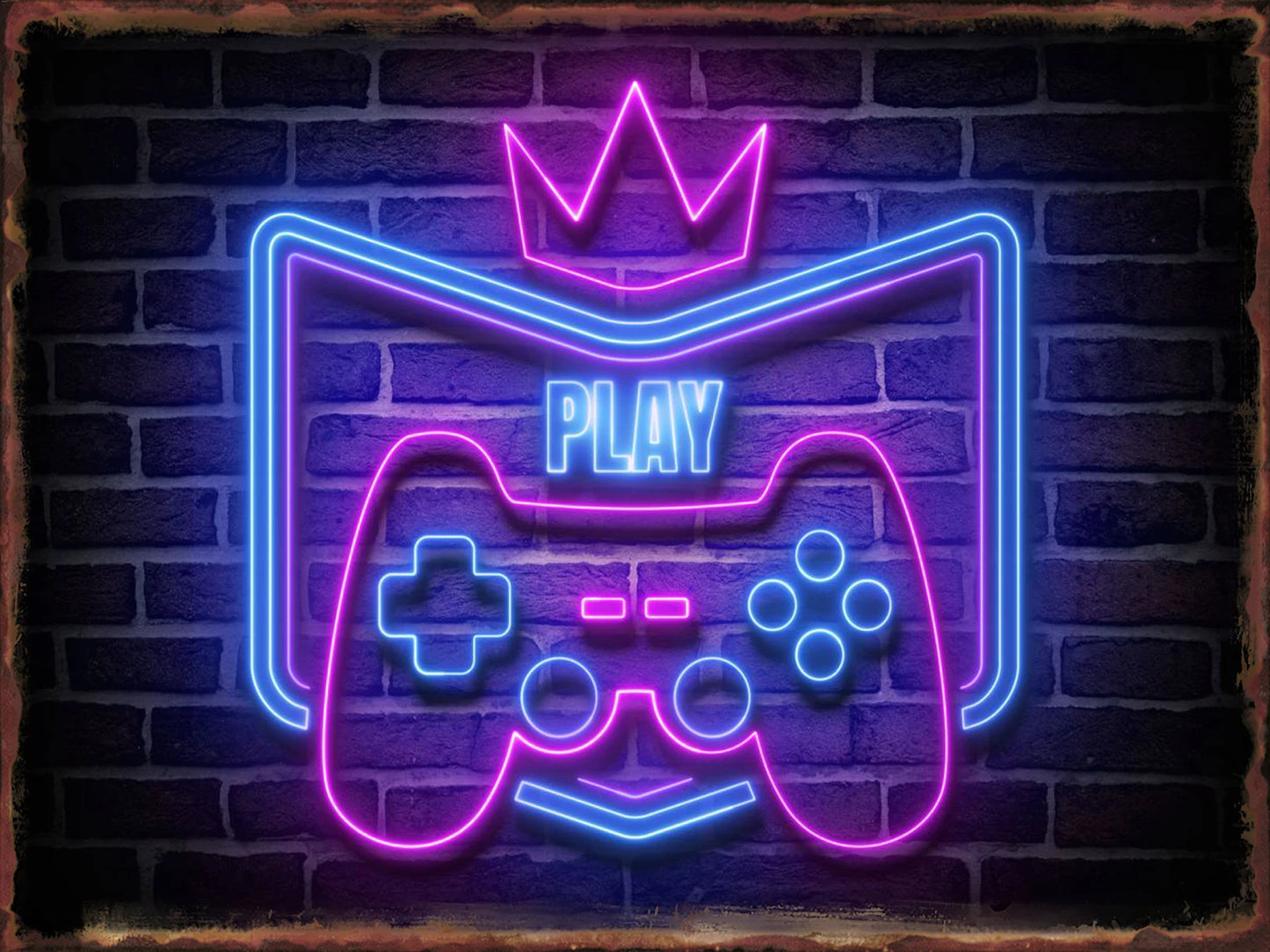 Neon Game Metal Tin Sign Gamer Room Poster Electronic Arena Wall Decor Internet Bar Plaque Gamepad Iron Plate Painted Home Mural