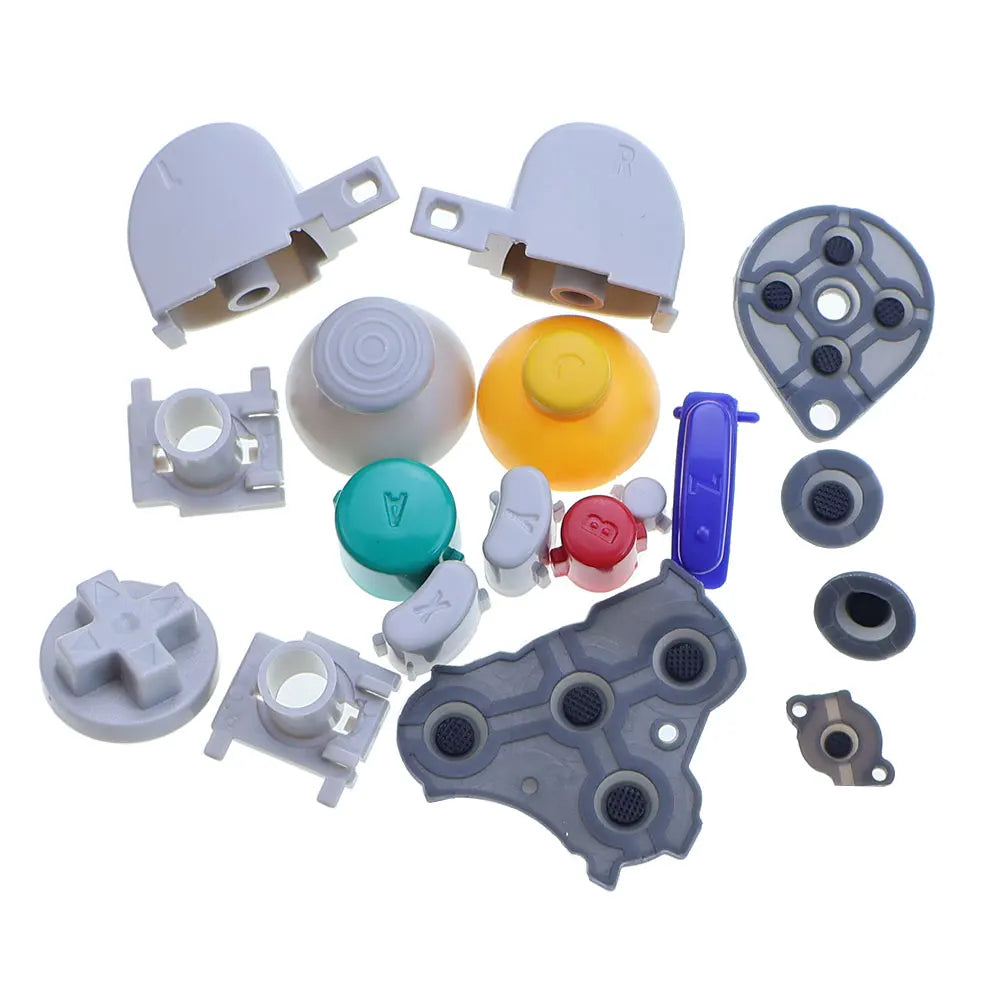 Full Set Button For GameCube NGC Gamepad Power ON OFF Key  A B X Y L R D Pads Mod Kit Silicone Pads Rubber Conductive Button