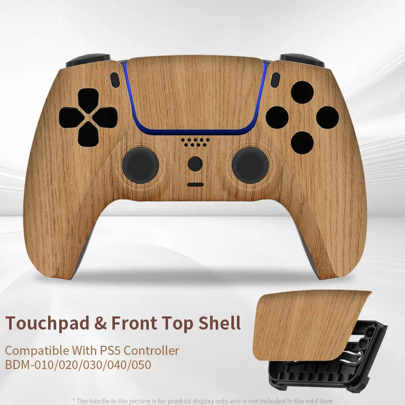 Redesigned and replaced front shell touchpad compatible with PS5 controller BDM-010, 020, 030, 040, 050-Wood grain pattern