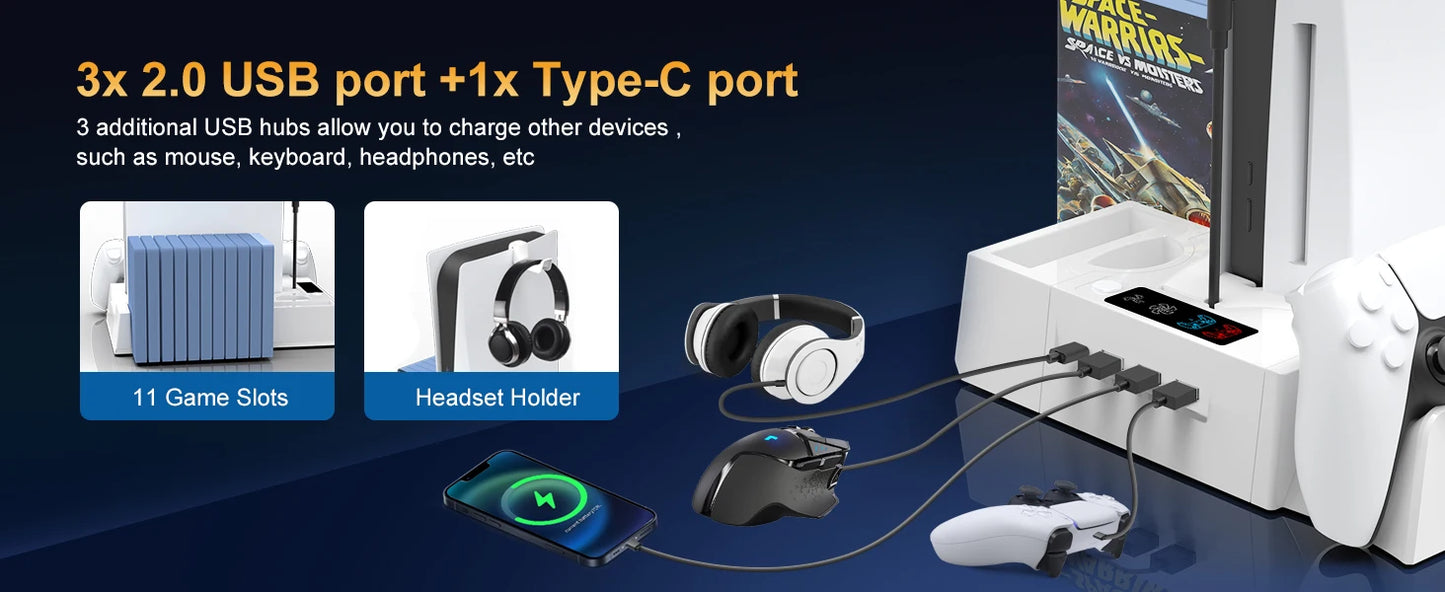 PS5 Cooling Station for PS5/PS5 Slim Disc Digital Console, PS5 Cooling Stand PS5 Slim Cooling Station, PS5 Stand PS5 Accessories