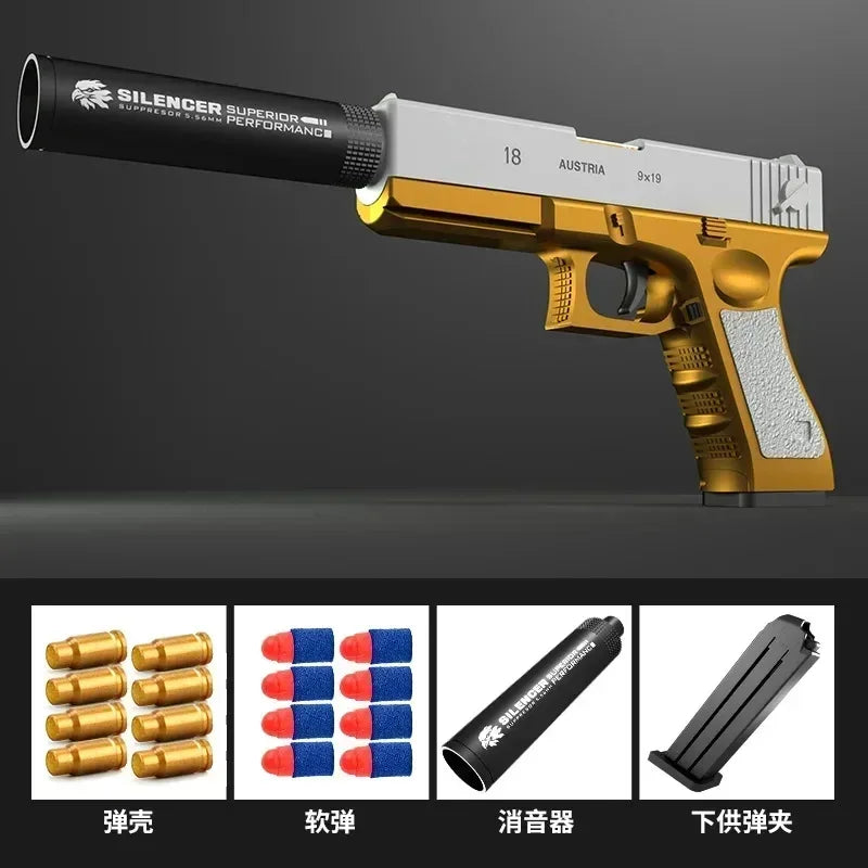 M1911 Bullet Toy Gun for Kids Outdoor Glock Rock Soft Bullet Gun Toy Throwing Case!110021