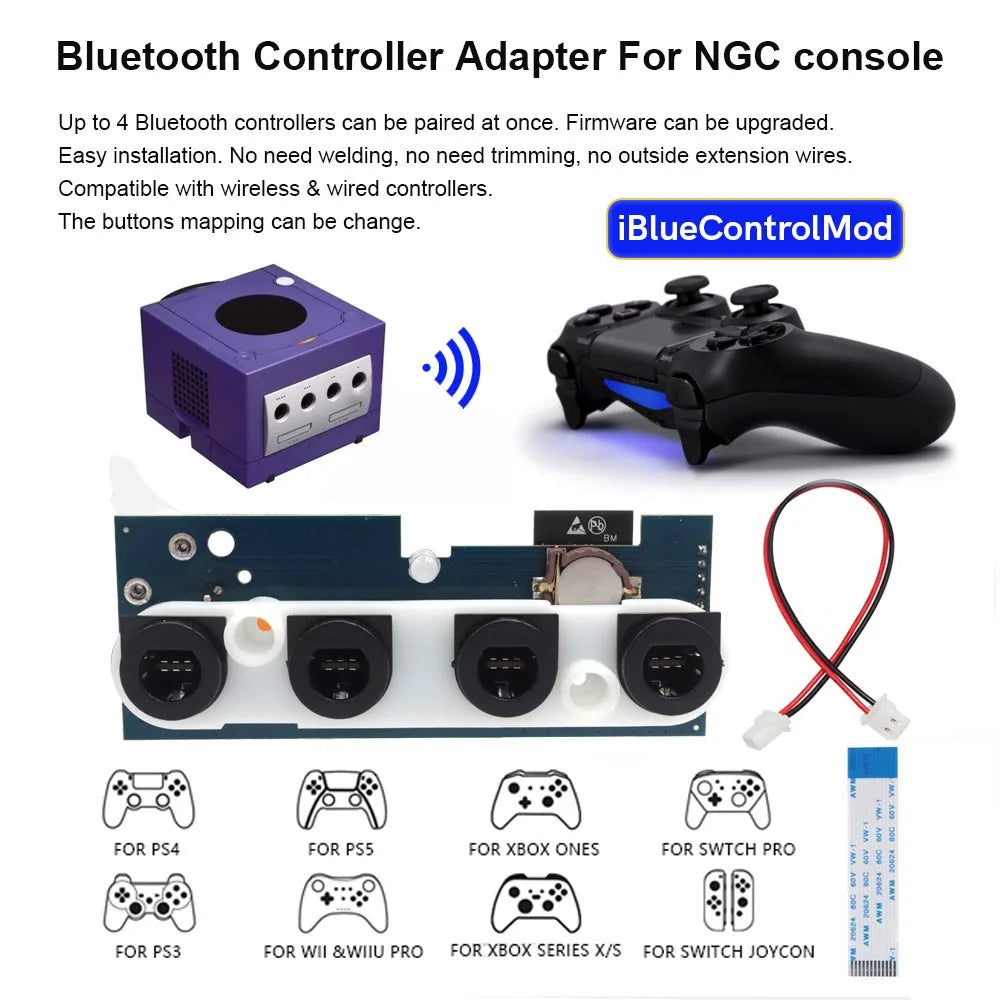 iBlueControlMod NGC Wireless Bluetooth Controller Internal Adapter For GameCube Console Wireless Controller Adapter For NGC