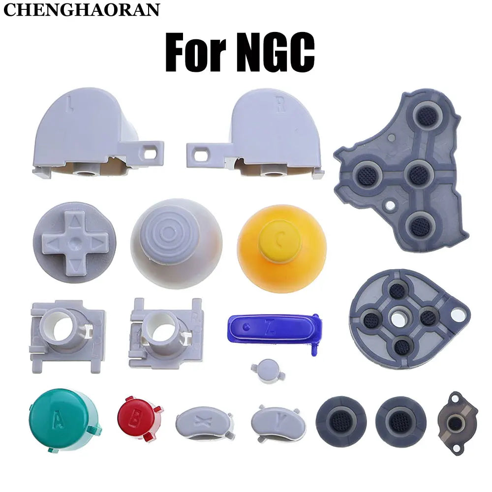 Full Set Button For GameCube NGC Gamepad Power ON OFF Key  A B X Y L R D Pads Mod Kit Silicone Pads Rubber Conductive Button