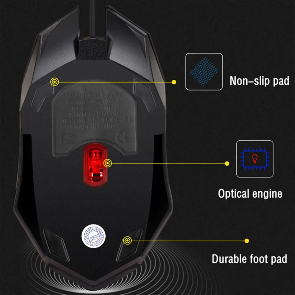 20251 PC ITLY M01 Sports LED Luminous Backlit USB Wired Gaming Mouse for Desktop PC Laptop Office Computer Gaming Mouse