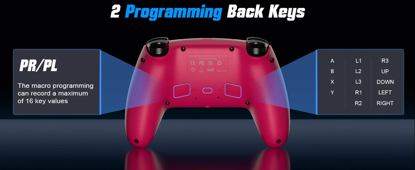 bonacell Ps5 Wireless Controller For Ps5/Ps5 Pro/Ps5 Slim With Hall Joystick Dual Vibration Bluetooth Gamepad Turbo Programming