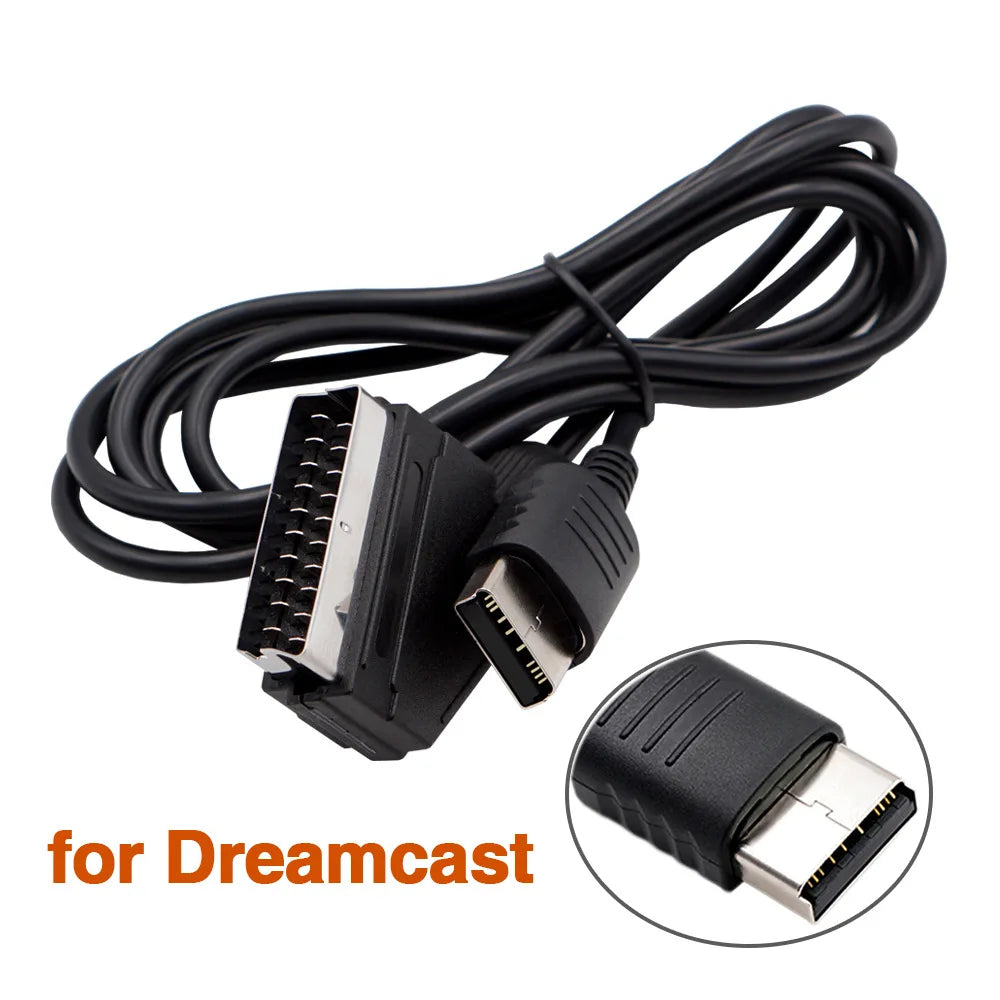 1.8m RGB Scart Cable For PS2/PS1/PS3/SEGA Mega Drive1/MD2/DC Dreamcast/Saturn/XBOX/XBOX 360 Retro Video Game Consoels