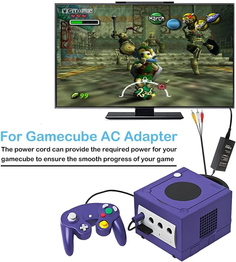 AC Power Supply for Gamecube, AV Composite Cable Cord Compatible with Gamecube NGC Console