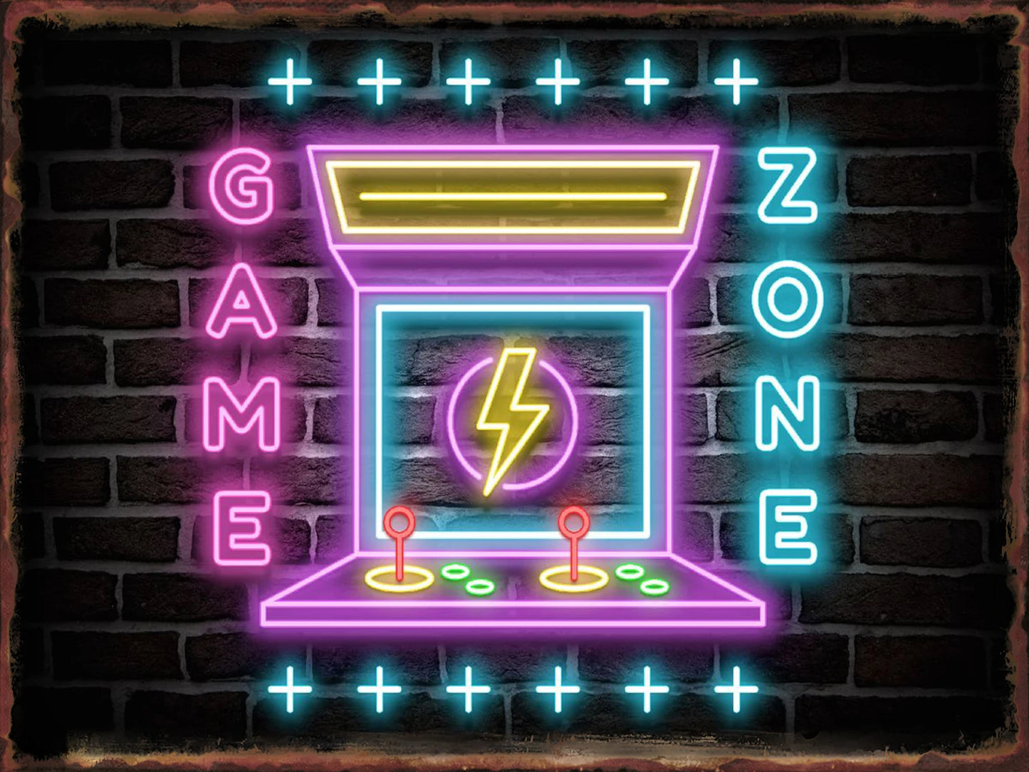 Neon Game Metal Tin Sign Gamer Room Poster Electronic Arena Wall Decor Internet Bar Plaque Gamepad Iron Plate Painted Home Mural