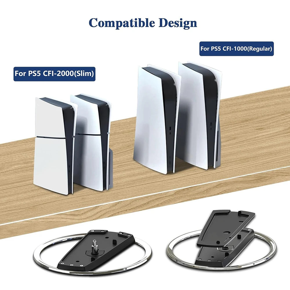 Portable Metal Vertical Stand for PS5 & PS5 Slim Digital Disk Version Anti-Slip Base Holder for Playstation 5 Pro Game Console