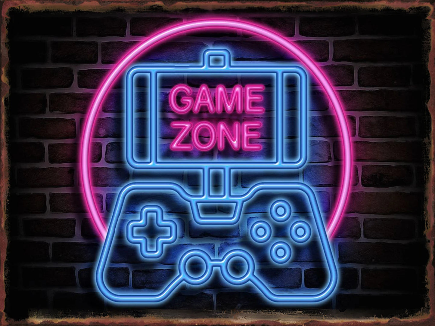 Neon Game Metal Tin Sign Gamer Room Poster Electronic Arena Wall Decor Internet Bar Plaque Gamepad Iron Plate Painted Home Mural