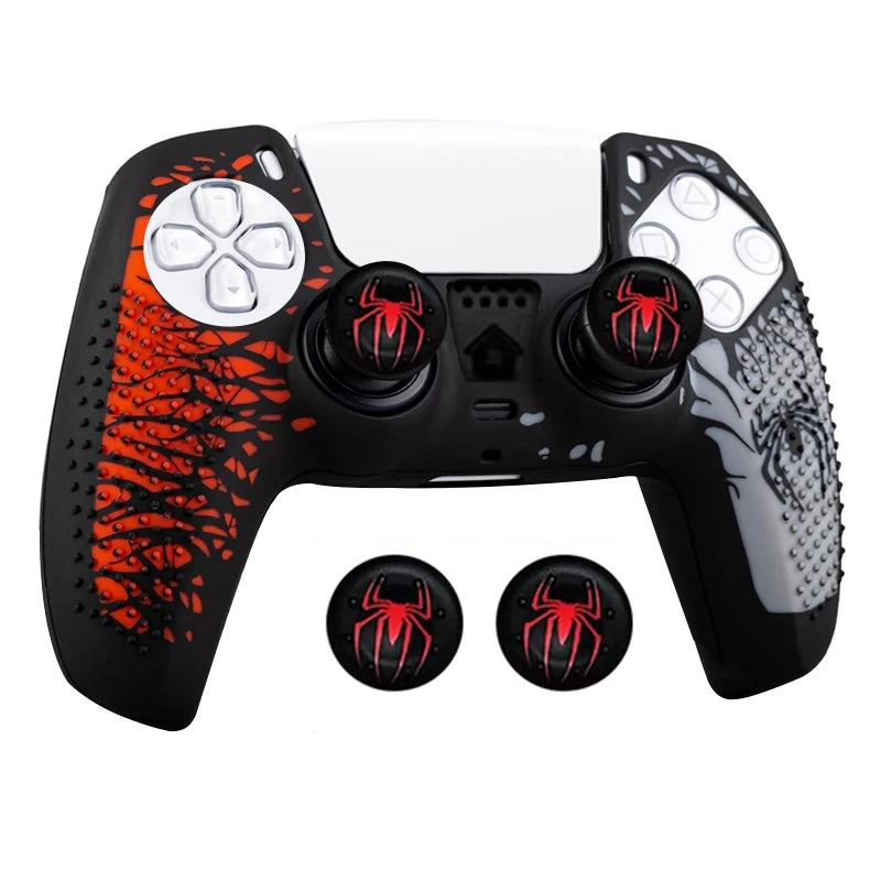 Anti-Slip Controller Skin Shell for PS5 Controller Silicone Cover Case with Rubber Thumb Grip Gaps and Touch Pad Sticker For PS5