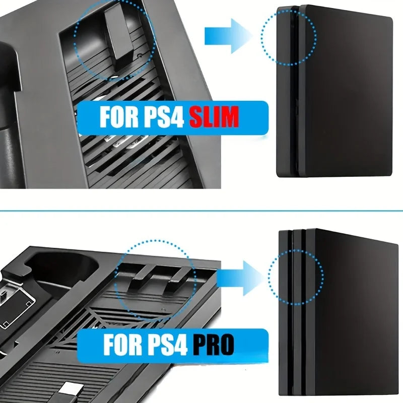For PS4 Slim / Pro Vertical Cooling Stand Cooler & Dual Joystick USB Charging Station & 3 Extra HUB for Playstation 4 Slim Pro