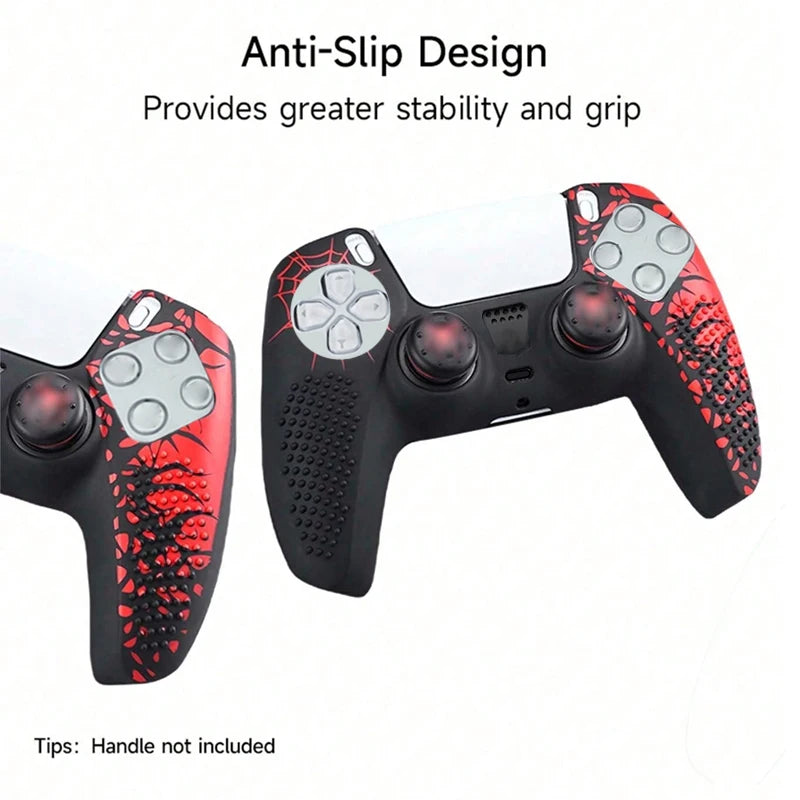 Anti-Slip Controller Skin Shell for PS5 Controller Silicone Cover Case with Rubber Thumb Grip Gaps and Touch Pad Sticker For PS5