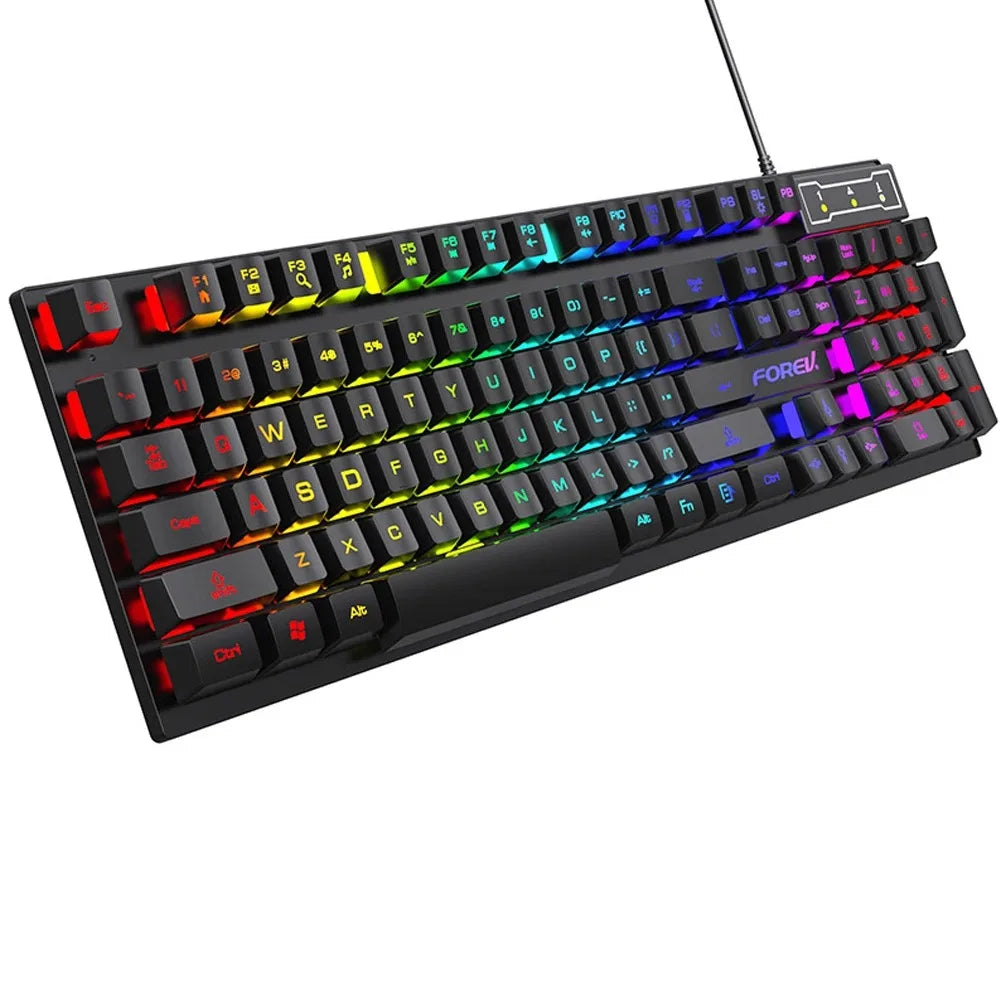 USB Wired Keyboard RGB Color Gaming Keyboard Mechanical Feel keyboard 104 Keys Standard Keyboard for Windows Laptop Computer