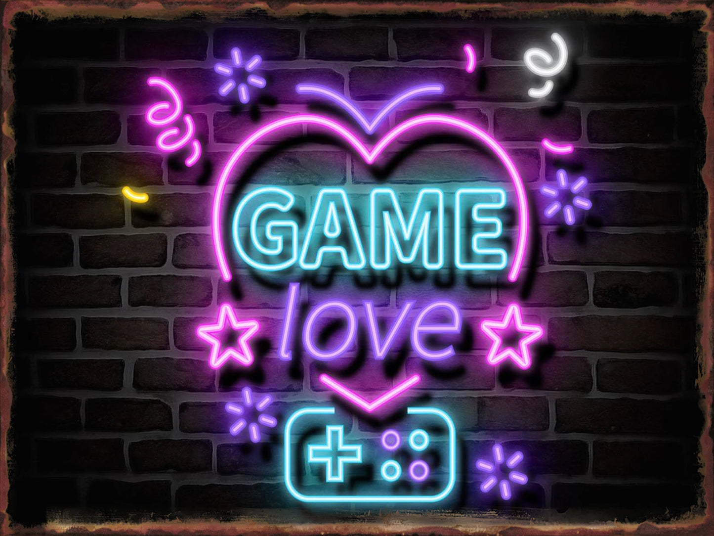 Neon Game Metal Tin Sign Gamer Room Poster Electronic Arena Wall Decor Internet Bar Plaque Gamepad Iron Plate Painted Home Mural