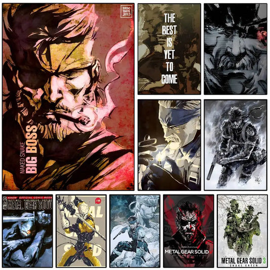 M-Metal Gear S-Solid Classic Vintage Poster Art With Prints Home Bedroom Living Room Decoration Gift