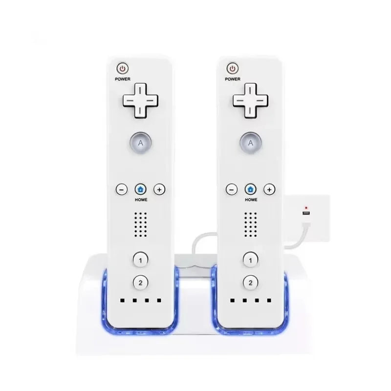 2 Ports Charging Stand Dock Station + 2 Batteries for Wii Gamepad Remote Controller Charging Dock Station