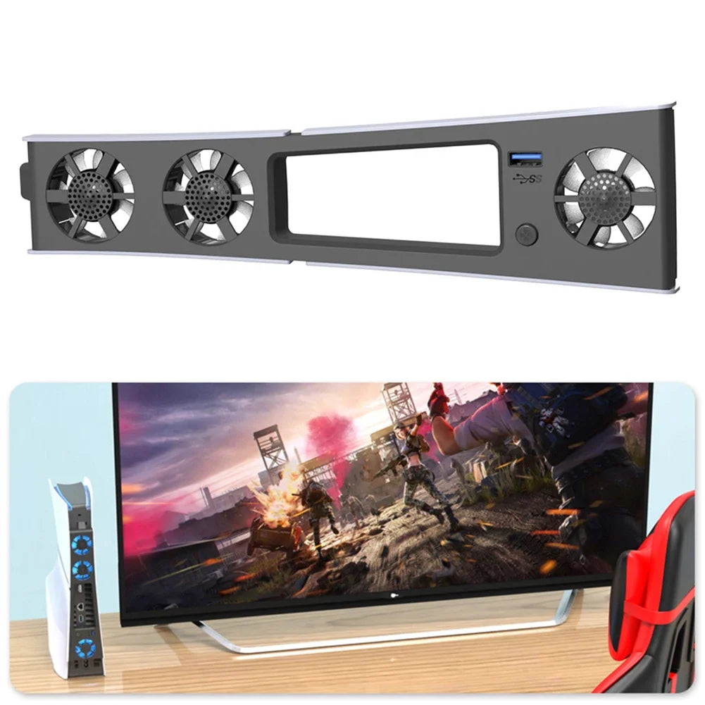 Silent Enhanced Cooling Fan for PS5 Slim Console(Digital/Disc) with LED Lights Efficient Cooling System for Playstation 5 Slim