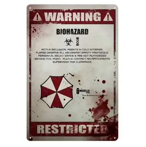 1pc Resident Evil Movie Metal Poster Tin Sign - 20x30cm Plate