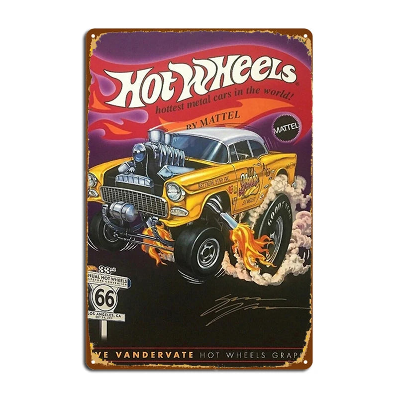 Hot Wheels Gold 55 Gasser Poster Metal Signs Club Cave pub Custom Poster Tin sign Posters