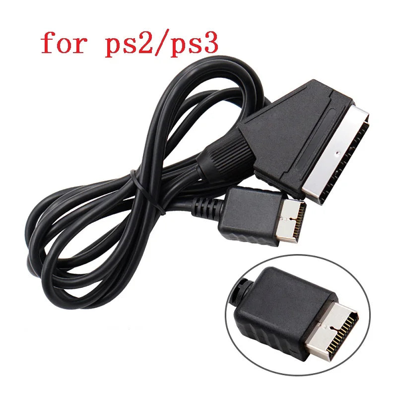 1.8m RGB Scart Cable For PS2/PS1/PS3/SEGA Mega Drive1/MD2/DC Dreamcast/Saturn/XBOX/XBOX 360 Retro Video Game Consoels
