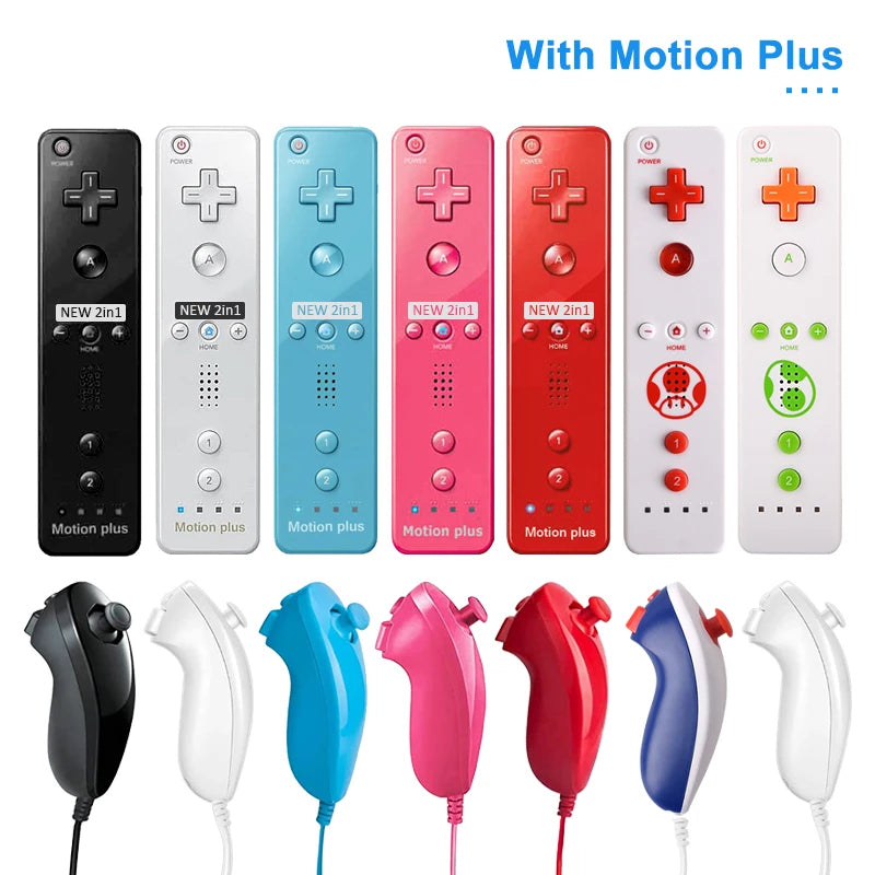 1 Set/2 Set Remote Controller with Nunchuck Controller for Wii Games Control for Wii Console Wireless Gamepad with Motion Plus