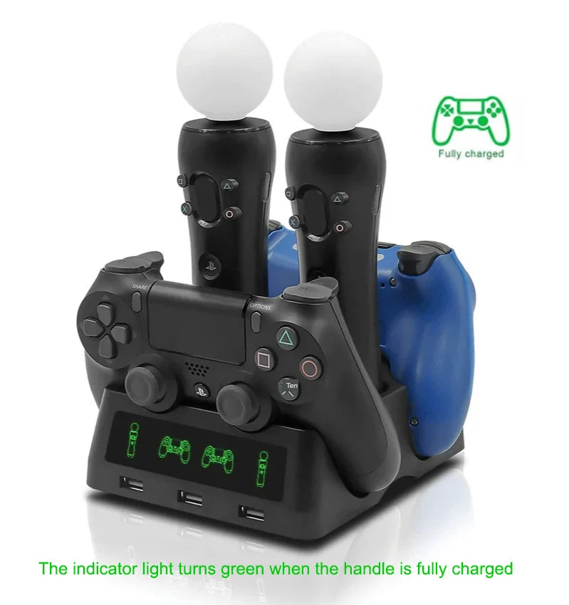 4 in 1 Desk Charger Dock Quad Charging Station for PS Move Motion and PS4 Controller Playstation 4 PS4 Slim PS4 Pro