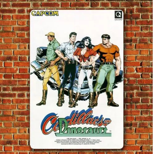 1pcs,Cadillacs and Dinosaurs Retro Arcade Video Game Metal Poster Tin Sign