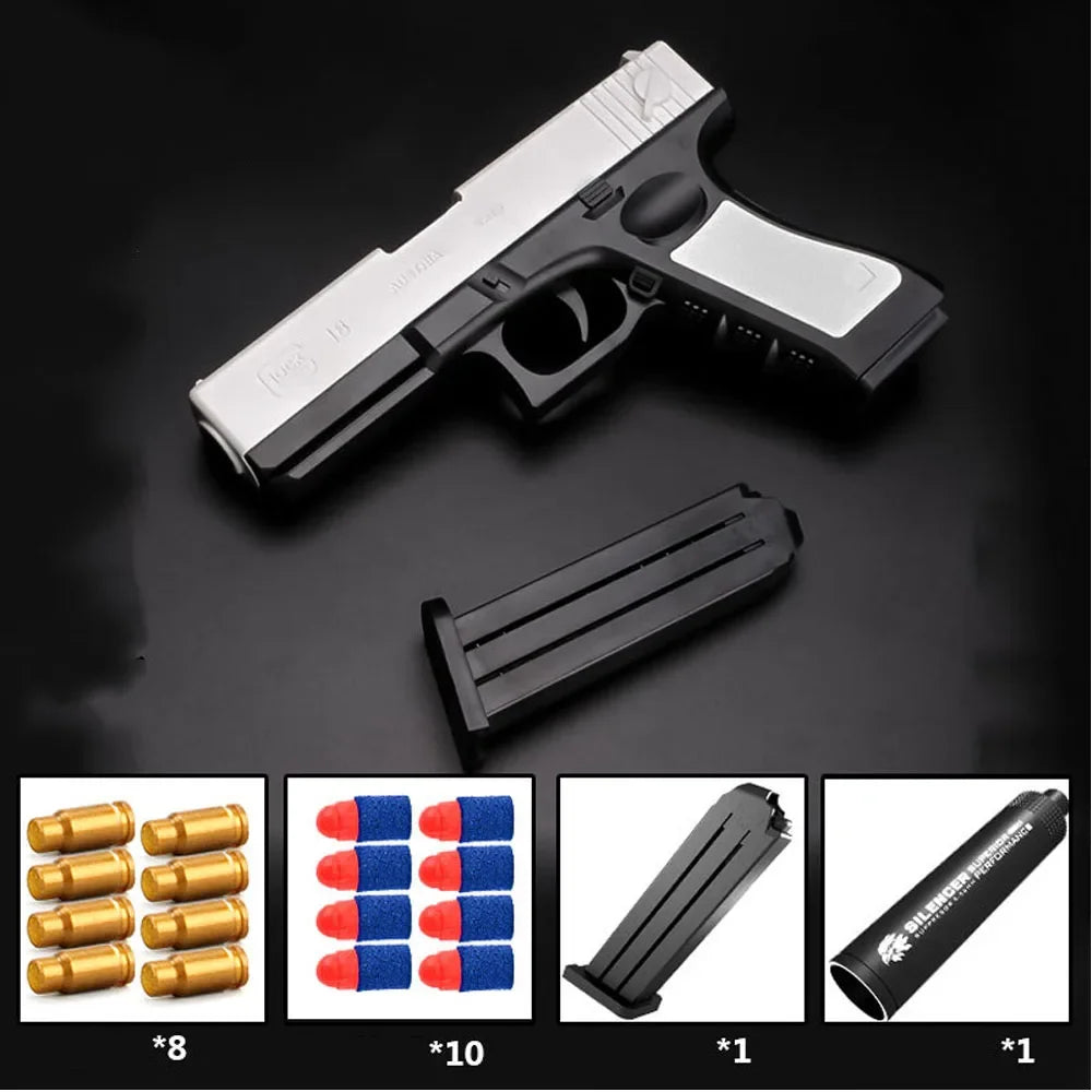 M1911 Bullet Toy Gun for Kids Outdoor Glock Rock Soft Bullet Gun Toy Throwing Case!110021