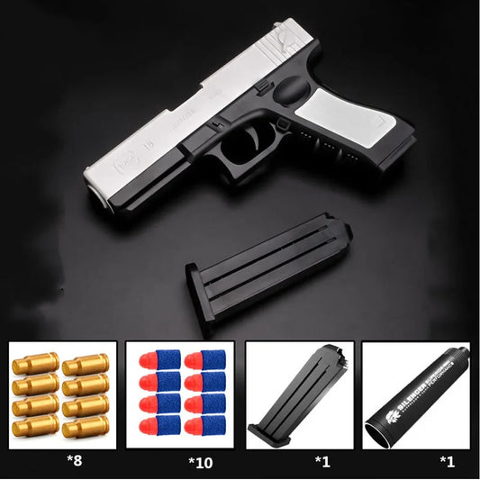 M1911 Bullet Toy Gun for Kids Outdoor Glock Rock Soft Bullet Gun Toy Throwing Case!110021