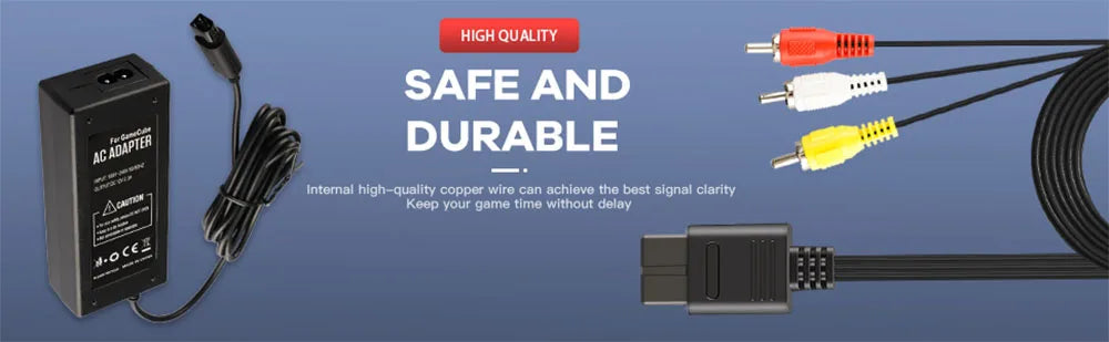AC Power Supply for Gamecube, AV Composite Cable Cord Compatible with Gamecube NGC Console