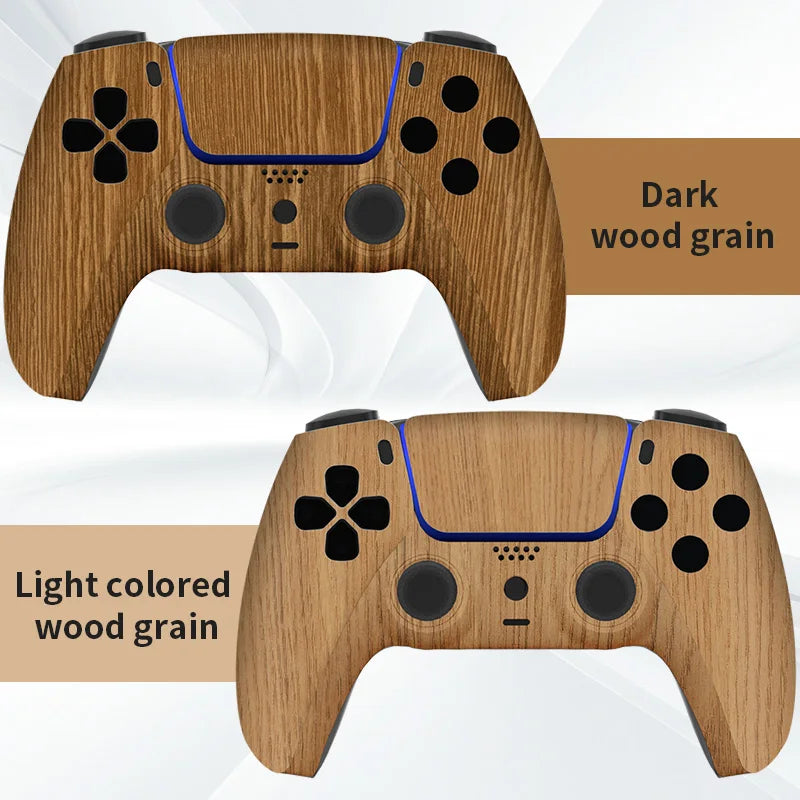 Redesigned and replaced front shell touchpad compatible with PS5 controller BDM-010, 020, 030, 040, 050-Wood grain pattern