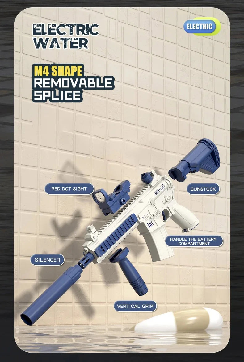 M416 Water Gun Electric Pistol Shooting Toy Full Automatic Summer Shoot Beach Outdoor Fun Toy For Children Boys Girl Adults Gift