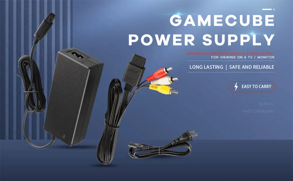 AC Power Supply for Gamecube, AV Composite Cable Cord Compatible with Gamecube NGC Console