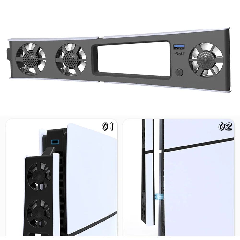 Silent Enhanced Cooling Fan for PS5 Slim Console(Digital/Disc) with LED Lights Efficient Cooling System for Playstation 5 Slim