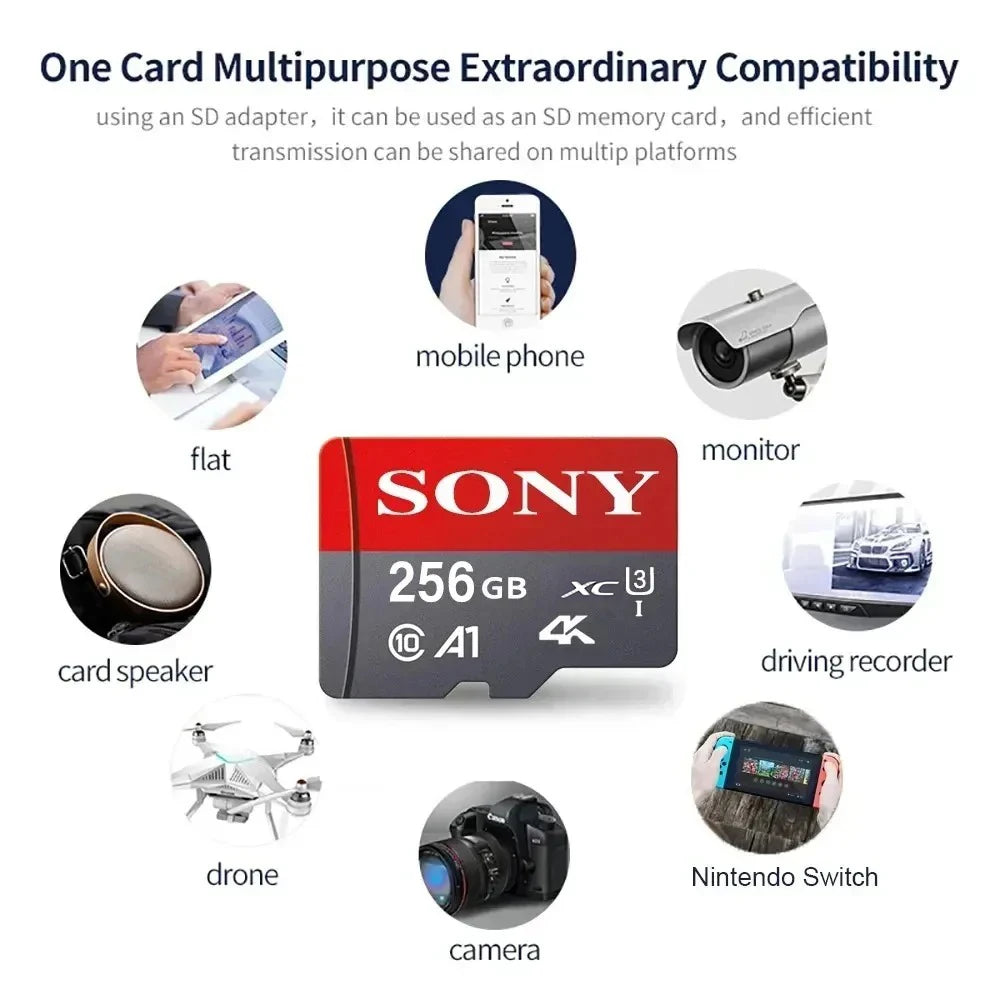So/ny SD Memory Card High Speed Micro TF SD Card 128GB 1TB 512GB 256GB A2 U3 V30 SD TF Flash Cards For Xiaomi Phone Computer