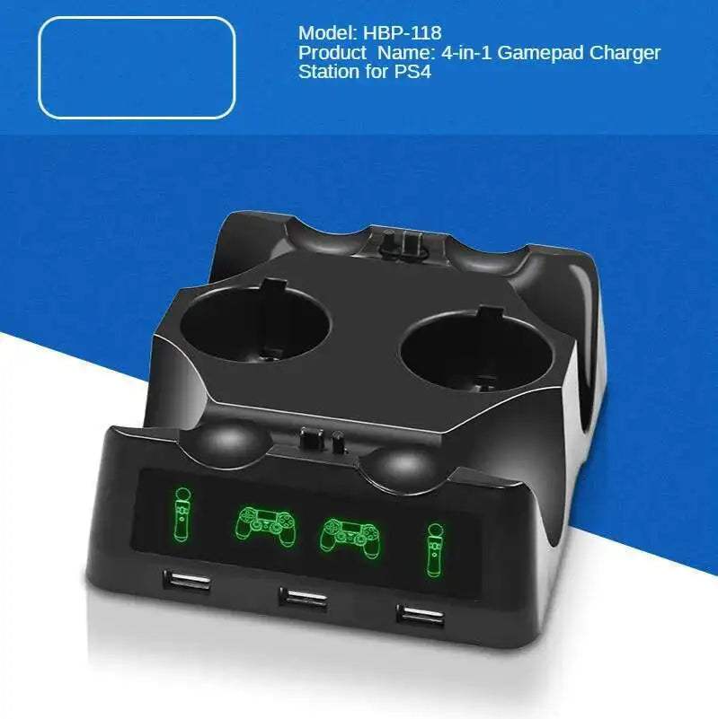 4 in 1 Desk Charger Dock Quad Charging Station for PS Move Motion and PS4 Controller Playstation 4 PS4 Slim PS4 Pro